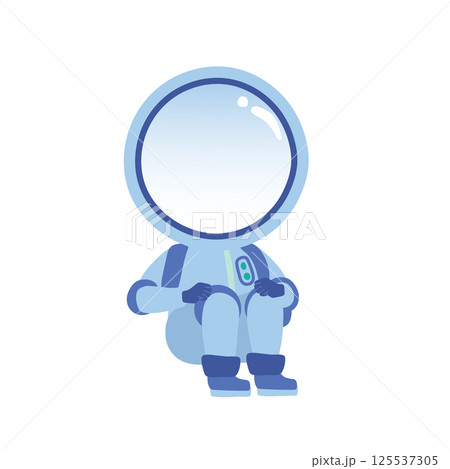 Astronaut sitting on a white background. Vector illustration 125537305