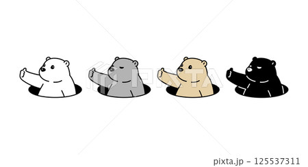 Bear polar icon vector thumbs up teddy pet hole cartoon character logo symbol illustration clip art isolated 125537311