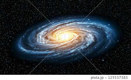 stunningly detailed spiral galaxy viewed from side, with bright glowing galactic core surrounded by countless stars in vast universe stunningly detailed spiral galaxy viewed from side, with bright glowing galactic core surrounded by countless stars in vast universe 125537383