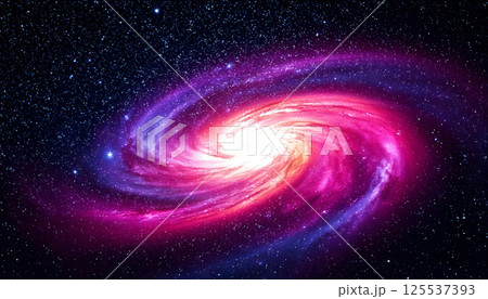 vibrant, colorful galaxy swirls in space, filled with sparkling stars and nebulae in shades of pink and purple, creating mesmerizing cosmic scene 125537393