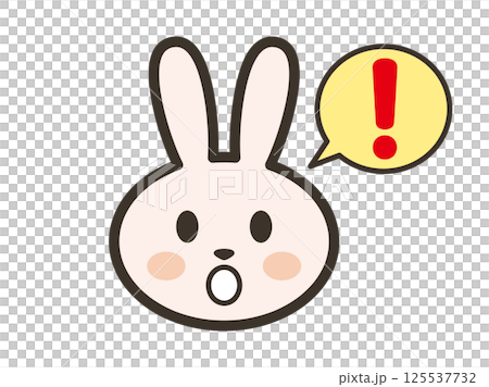 びっくりするかわいいうさぎさんの顔のイラスト びっくりするかわいいうさぎさんの顔のイラスト 125537732