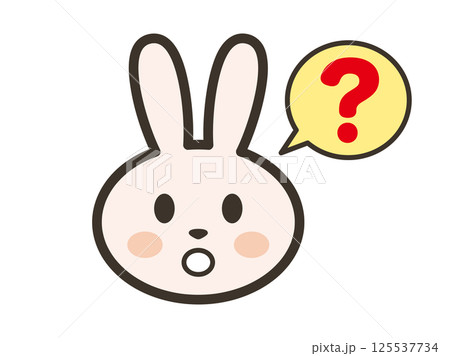 不思議でポカンとした表情のかわいいうさぎさんの顔のイラスト 不思議でポカンとした表情のかわいいうさぎさんの顔のイラスト 125537734