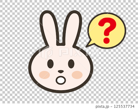 不思議でポカンとした表情のかわいいうさぎさんの顔のイラスト 不思議でポカンとした表情のかわいいうさぎさんの顔のイラスト 125537734