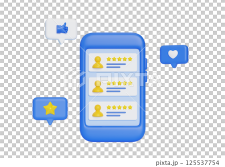 Smartphone and star review icon 3D graphic 125537754