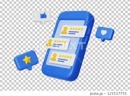 Smartphone and star review icon 3D graphic 125537755