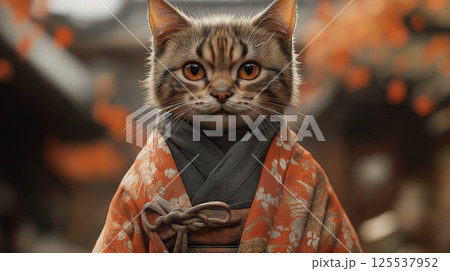 着物を着た猫 125537952