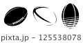 ラグビーボールのモノクロアイコンイラストセット（ベクター・切り抜き） 125538078