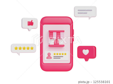 Smartphone and store market service review 3D graphics Smartphone and store market service review 3D graphics 125538101