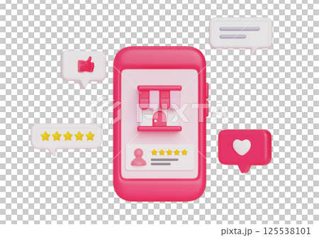 Smartphone and store market service review 3D graphics Smartphone and store market service review 3D graphics 125538101