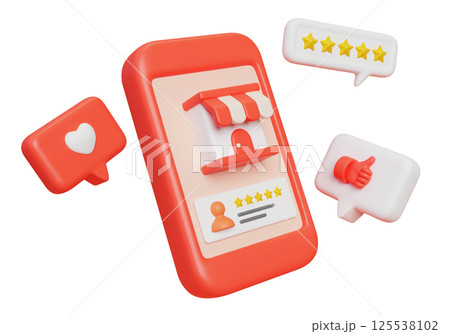 Smartphone and store market service review 3D graphics Smartphone and store market service review 3D graphics 125538102