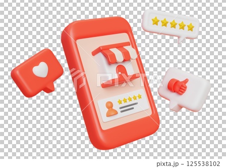 Smartphone and store market service review 3D graphics Smartphone and store market service review 3D graphics 125538102