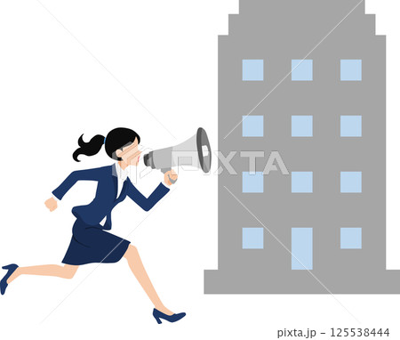 ストライキを起こすビジネスウーマンのイラスト ストライキを起こすビジネスウーマンのイラスト 125538444