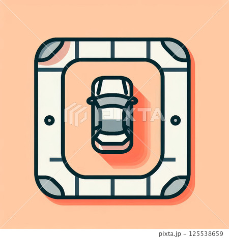 道路区画と車：駐車エリアを示すシンプルアイコン 125538659