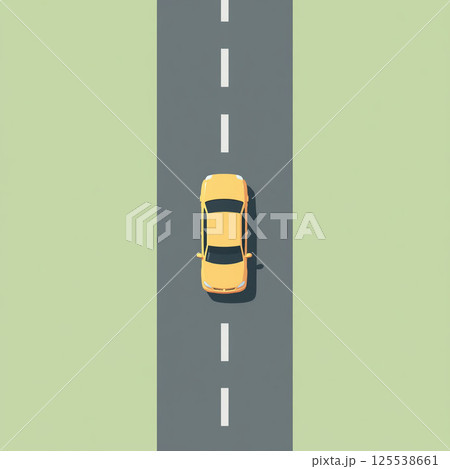 黄色い車が道路を走るシンプルアイコン 125538661