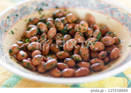 Red beans boiled in a plate Red beans boiled in a plate 125538689