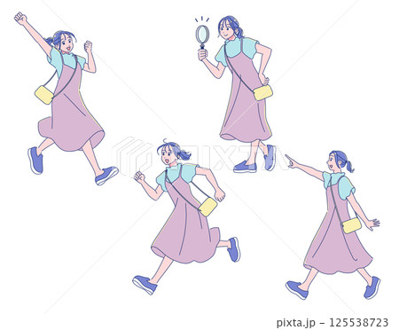 アニメ風の女の子全身の勉強セット アニメ風の女の子全身の勉強セット 125538723