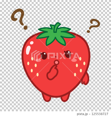 Icon illustration of a strawberry character with a troubled expression Icon illustration of a strawberry character with a troubled expression 125538727