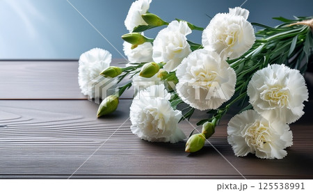 白いカーネーションの花束3 125538991