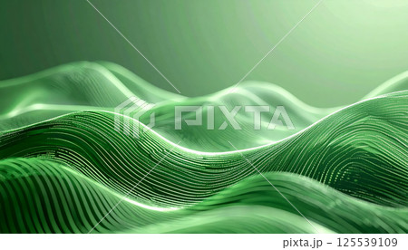 Elegant abstract green waves with soft gradient lighting create serene atmosphere, showcasing intricate line textures that evoke sense of luxury and tranquility Elegant abstract green waves with soft gradient lighting create serene atmosphere, showcasing intricate line textures that evoke sense of luxury and tranquility 125539109