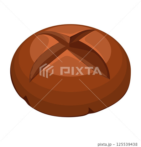 Round whole wheat bread realistic style illustration on white 125539438