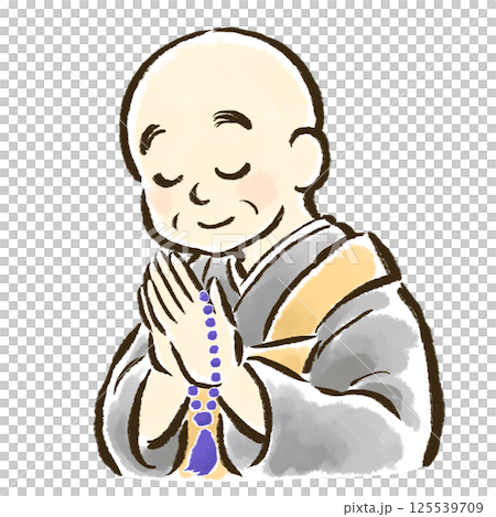 一名僧侶拿著念珠祈禱 一名僧侶拿著念珠祈禱 125539709