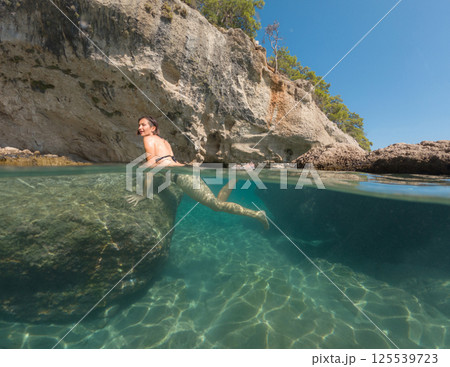 Sea summer landscape. Travel and Holiday concept. Sea summer landscape. Travel and Holiday concept. 125539723