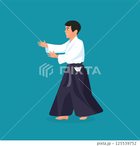 Man is practicing his defending skills in uniform Man is practicing his defending skills in uniform 125539752