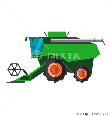 Agricultural combine machine is ready for harvesting on the field Agricultural combine machine is ready for harvesting on the field 125539774