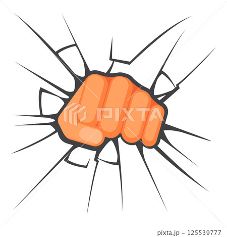 Kicking fist is breaking the glass its symbol of aggression 125539777