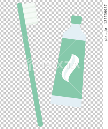 A simple green toothbrush and toothpaste illustration 125539987