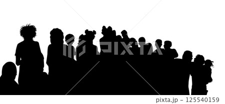 Group of people silhouette. hand drawn. Not AI, Vector illustration 125540159