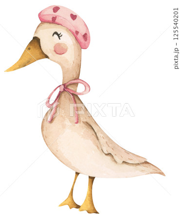 Goose coquette watercolor silly goose pink mama cute pastel elegant soft whimsical 125540201
