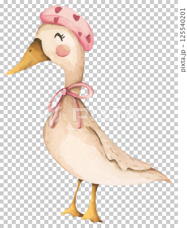 Goose coquette watercolor silly goose pink mama cute pastel elegant soft whimsical 125540201