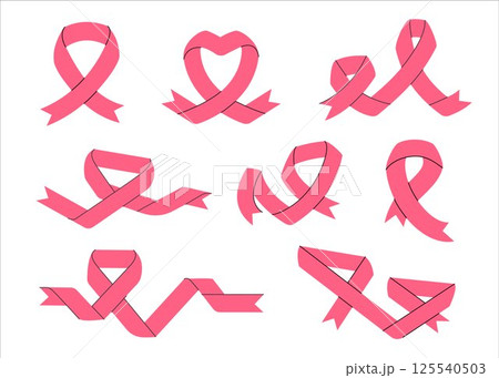 Breast cancer awareness day pink ribbon illustration care support symbol Breast cancer awareness day pink ribbon illustration care support symbol 125540503