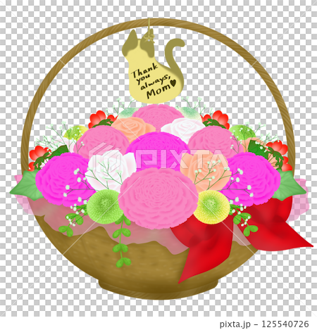 母の日の贈り物_フラワーアレジメントのイラスト 125540726