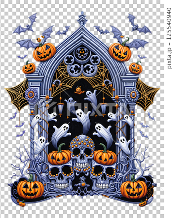 Halloween ghosts with pumpkins2 125540940