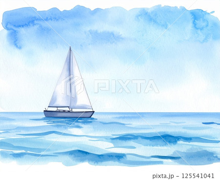 海に浮かぶヨットのイラスト素材 [125541041] - PIXTA