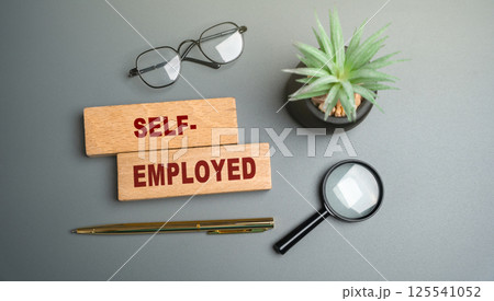 Self-employed. Person works for themselves, not for an employer. They run their own business, freelance, or work as an independent contractor, and they are responsible for their own income, taxes. Self-employed. Person works for themselves, not for an employer. They run their own business, freelance, or work as an independent contractor, and they are responsible for their own income, taxes. 125541052