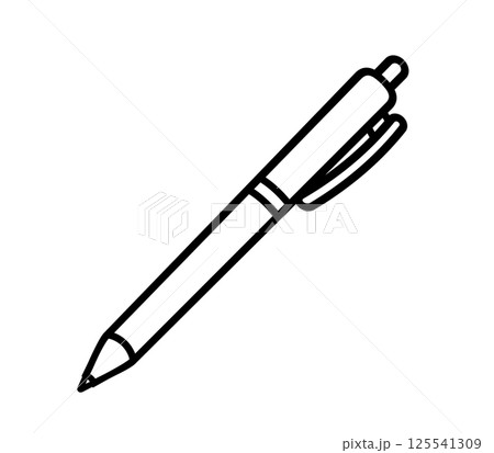 ボールペンのシンプルな白黒イラスト 125541309