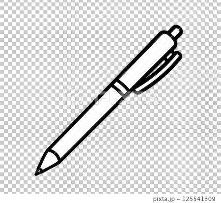 ボールペンのシンプルな白黒イラスト 125541309