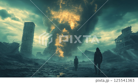 破壊された街 125541363