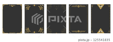 Border frame templates for Tarot cards. Empty frames with space celestial elements and decorations. Vector illustration Border frame templates for Tarot cards. Empty frames with space celestial elements and decorations. Vector illustration 125541835