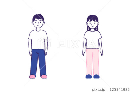 単身の男女　全身 125541983