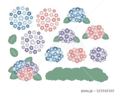 梅雨  紫陽花  イラストセット 125542103