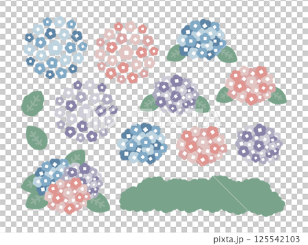 Rainy season hydrangea illustration set 125542103
