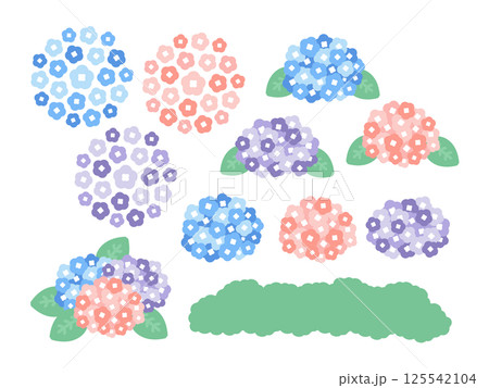 梅雨  紫陽花  イラストセット 125542104