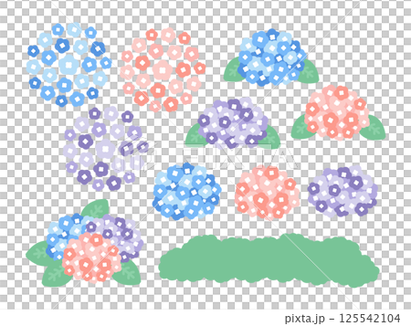Rainy season hydrangea illustration set 125542104