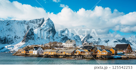 Sarkisoy Village by the Fjord in Norway's Lofoten Islands 125542253