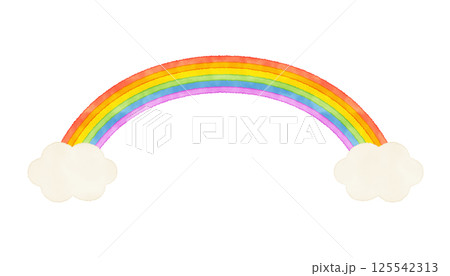 手描き風のやさしい虹イラスト素材|カラフル・ベクター 手描き風のやさしい虹イラスト素材|カラフル・ベクター 125542313