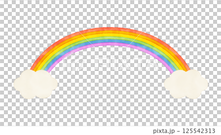 手描き風のやさしい虹イラスト素材|カラフル・ベクター 手描き風のやさしい虹イラスト素材|カラフル・ベクター 125542313